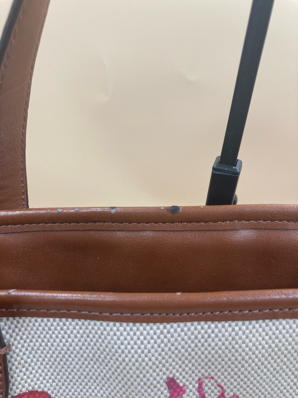 Ralph Lauren Canvas Floral Tote in Brown, Pink & Red - Picture 2 of 10